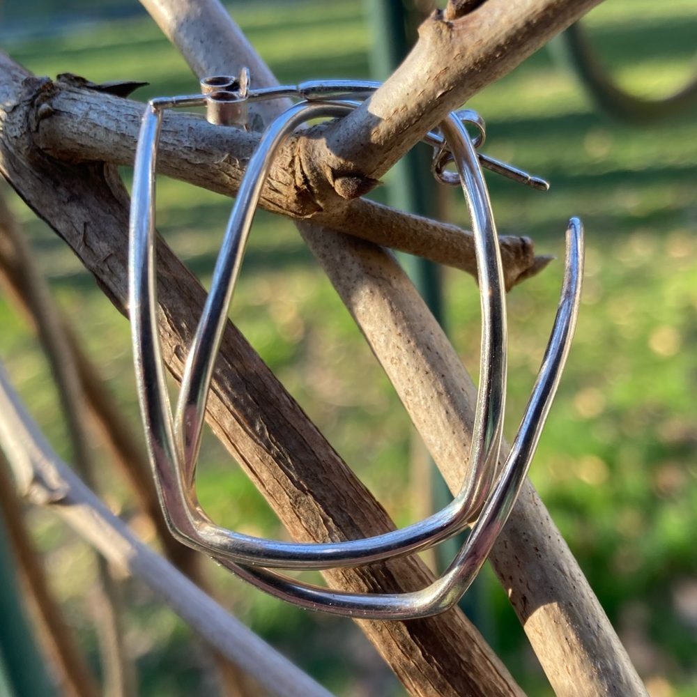 Sterling Silver Rounded Rectangular Italian Post … - image 2